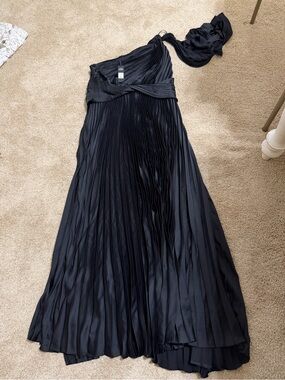 Fashion Nova 1x plus Elegant Black One-Shoulder Pleated Evening Dress new